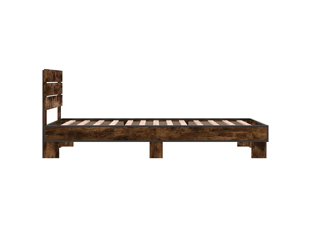 Bedframe bewerkt hout en metaal gerookt eikenkleurig 100x200 cm