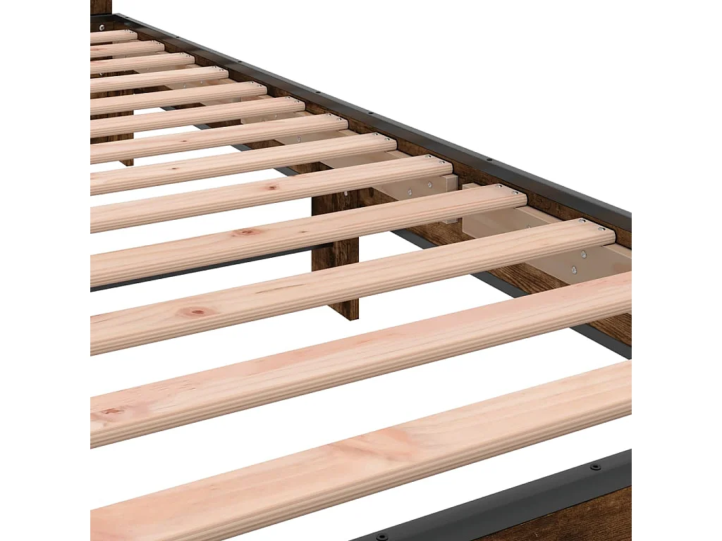 Bedframe bewerkt hout en metaal gerookt eikenkleurig 100x200 cm