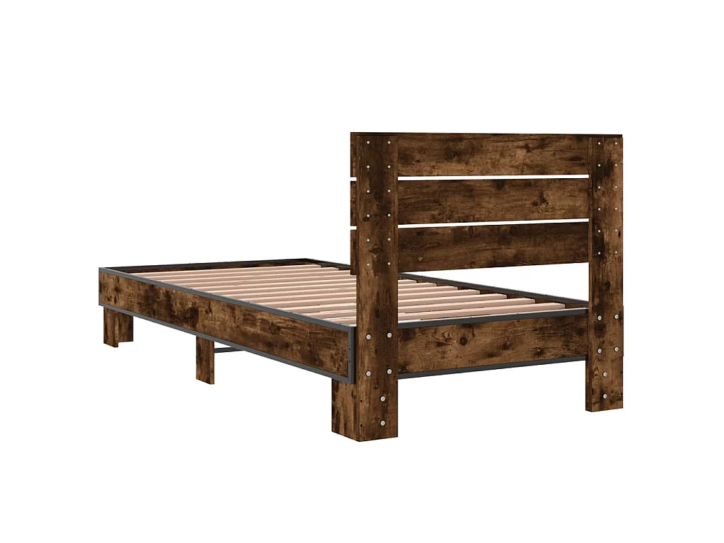 Cadre de lit sans matelas chêne fumé 100x200 cm