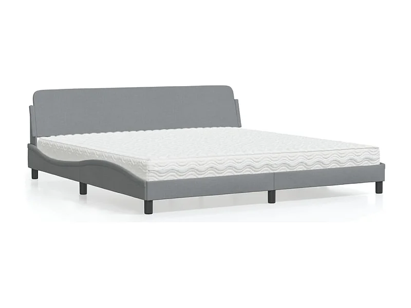 Lit avec matelas gris clair 200x200 cm tissu
