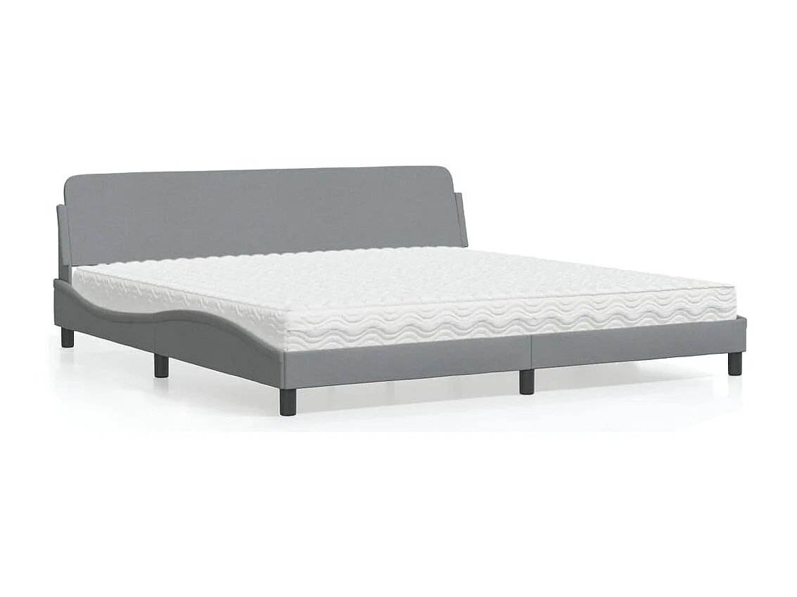 Lit avec matelas Dover gris clair 200x200 cm tissu