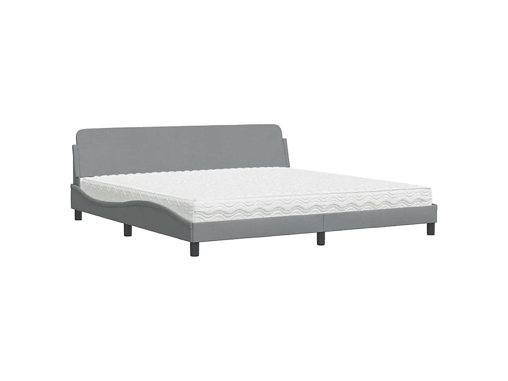 Lit avec matelas Dover gris clair 200x200 cm tissu