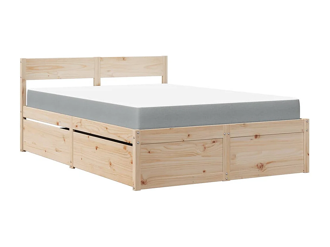 Lit avec tiroirs et matelas 120x190 cm bois massif de pin