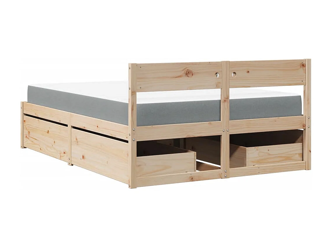 Lit avec tiroirs et matelas 120x190 cm bois massif de pin
