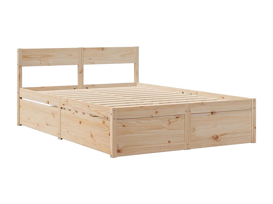 Lit avec tiroirs et matelas 120x190 cm bois massif de pin
