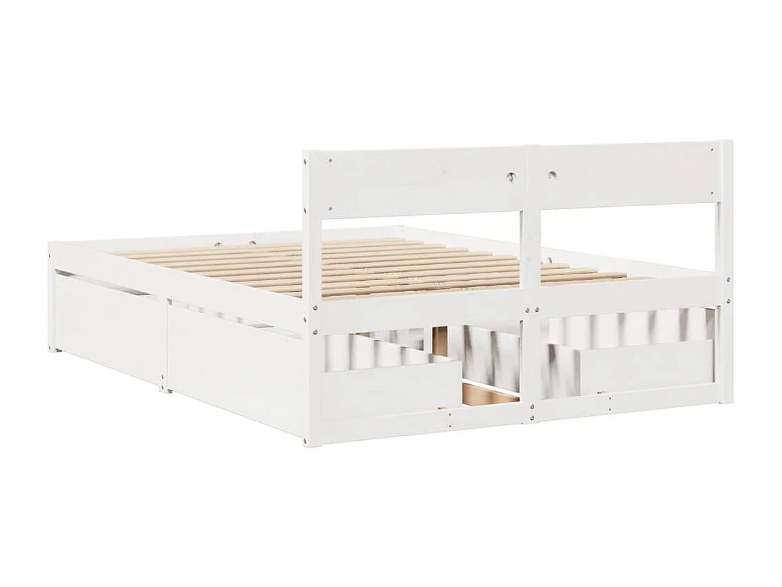 Cadre de lit sans matelas blanc 140x190 cm bois de pin massif