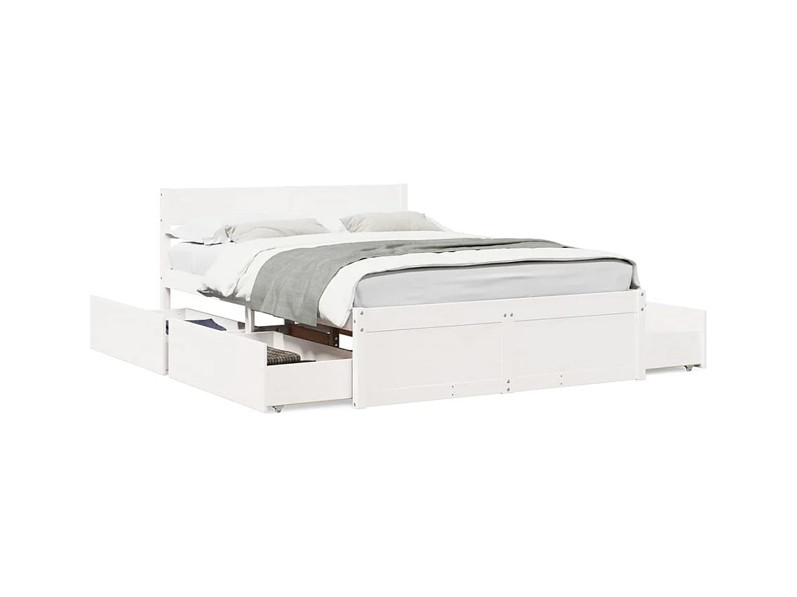 Cadre de lit sans matelas blanc 140x190 cm bois de pin massif