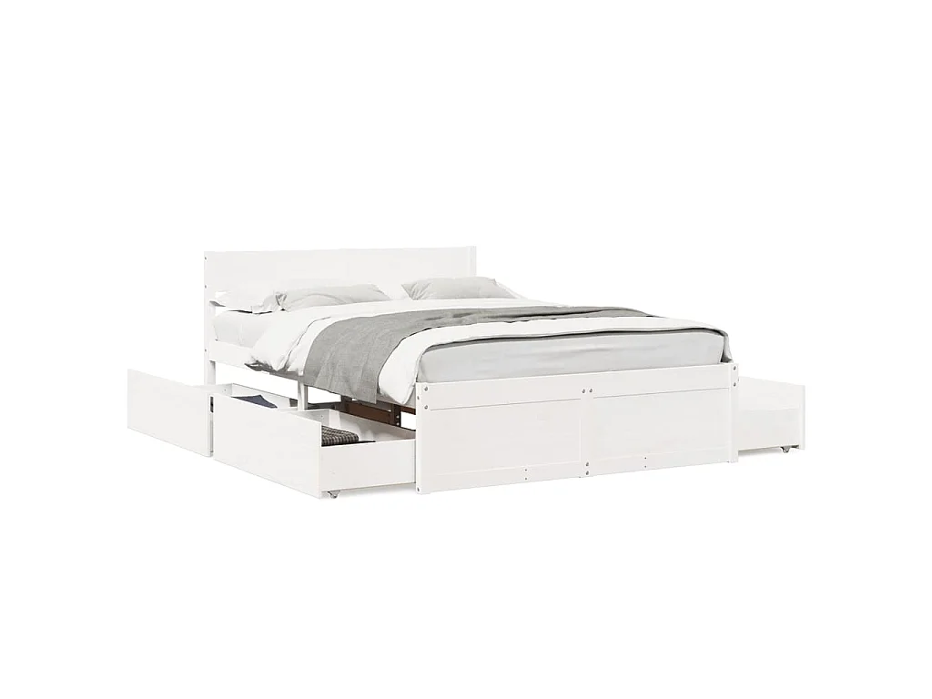 Bedframe zonder matras massief grenenhout wit 140x190 cm