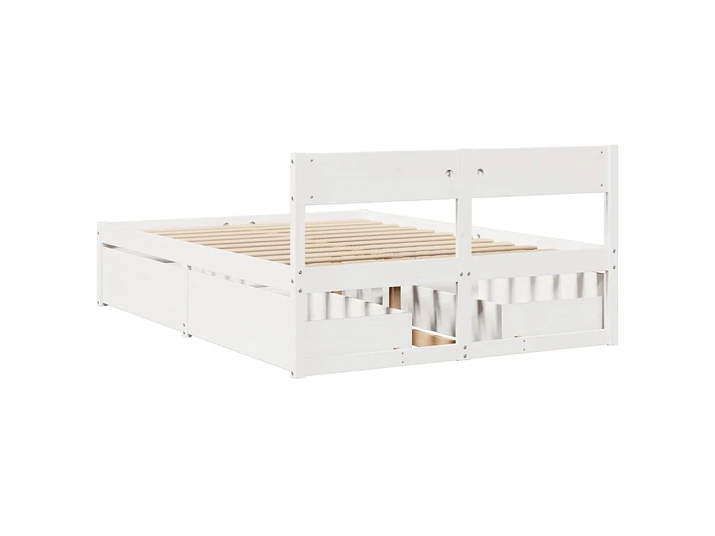 Bedframe zonder matras massief grenenhout wit 140x190 cm