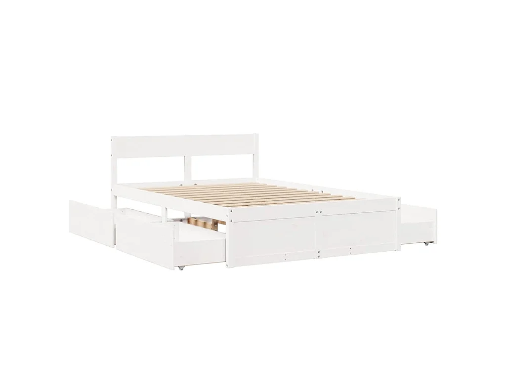 Bedframe zonder matras massief grenenhout wit 140x190 cm