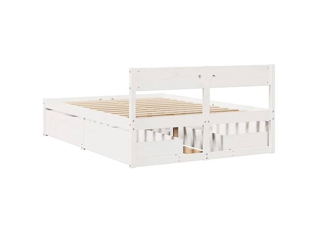 Bedframe zonder matras massief grenenhout wit 140x190 cm