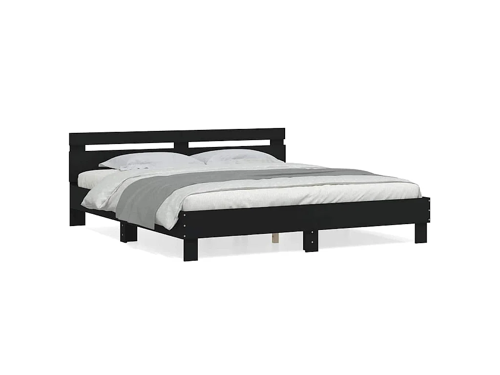 Estrutura cama c/ cabeceira 180x200 cm derivados madeira preto