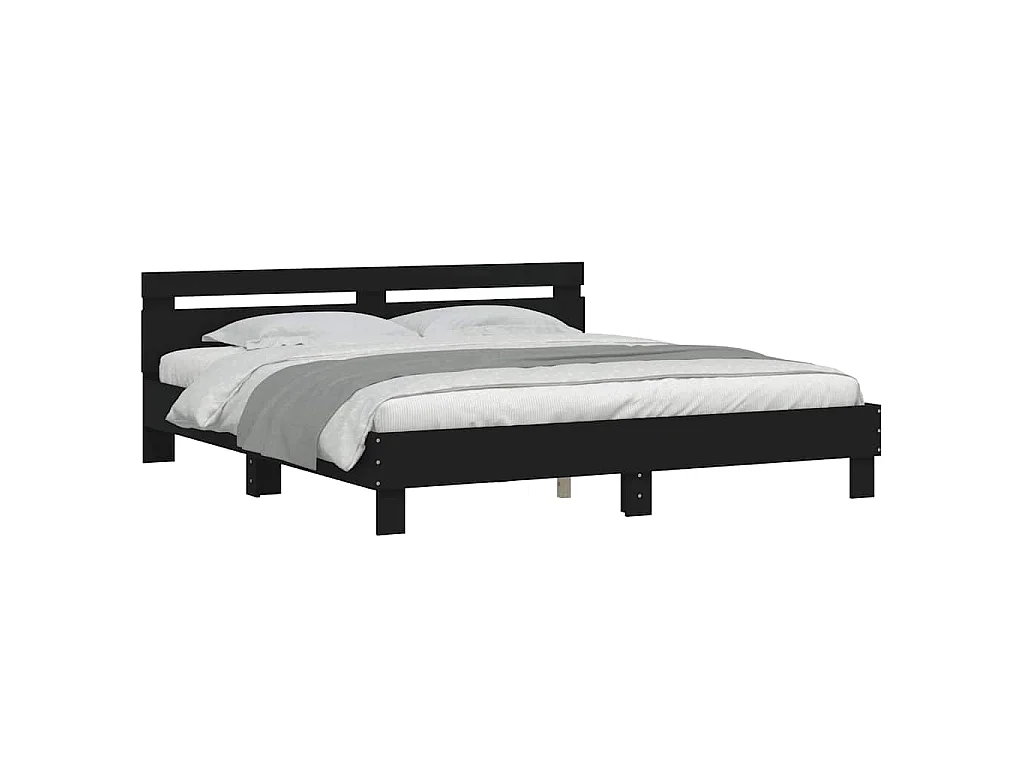 Estrutura cama c/ cabeceira 180x200 cm derivados madeira preto