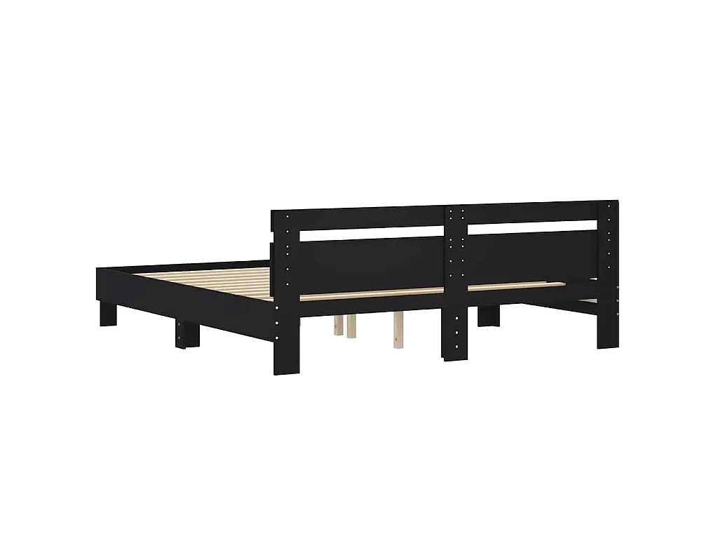 Estrutura cama c/ cabeceira 180x200 cm derivados madeira preto