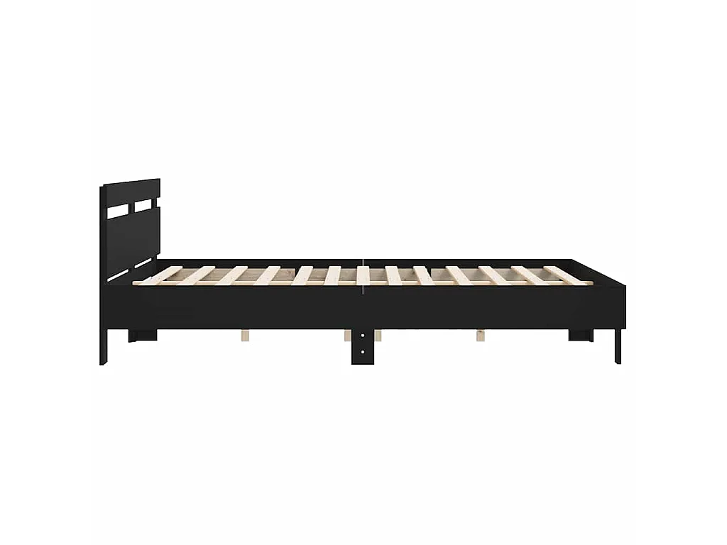 Bedframe met hoofdbord bewerkt hout zwart 180x200 cm