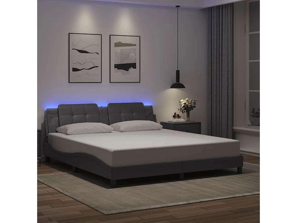 Bedframe met LED zonder matras "Zadar" zwart 180x200 cm