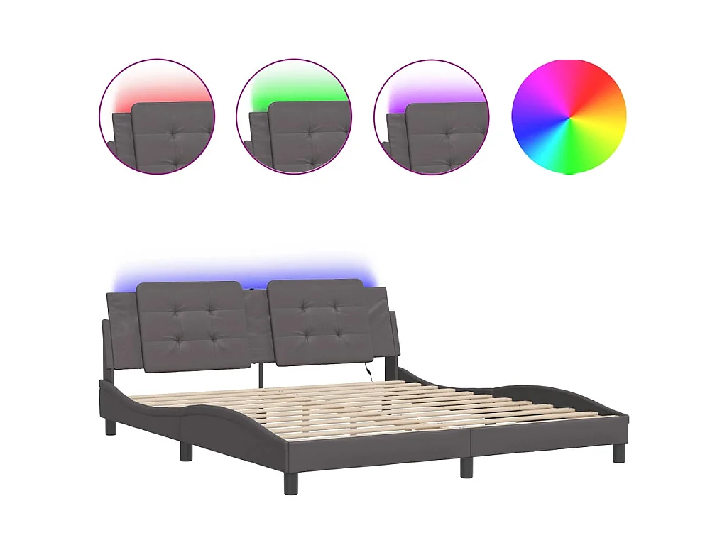 Cadre de lit avec LED sans matelas Zadar gris 180x200 cm