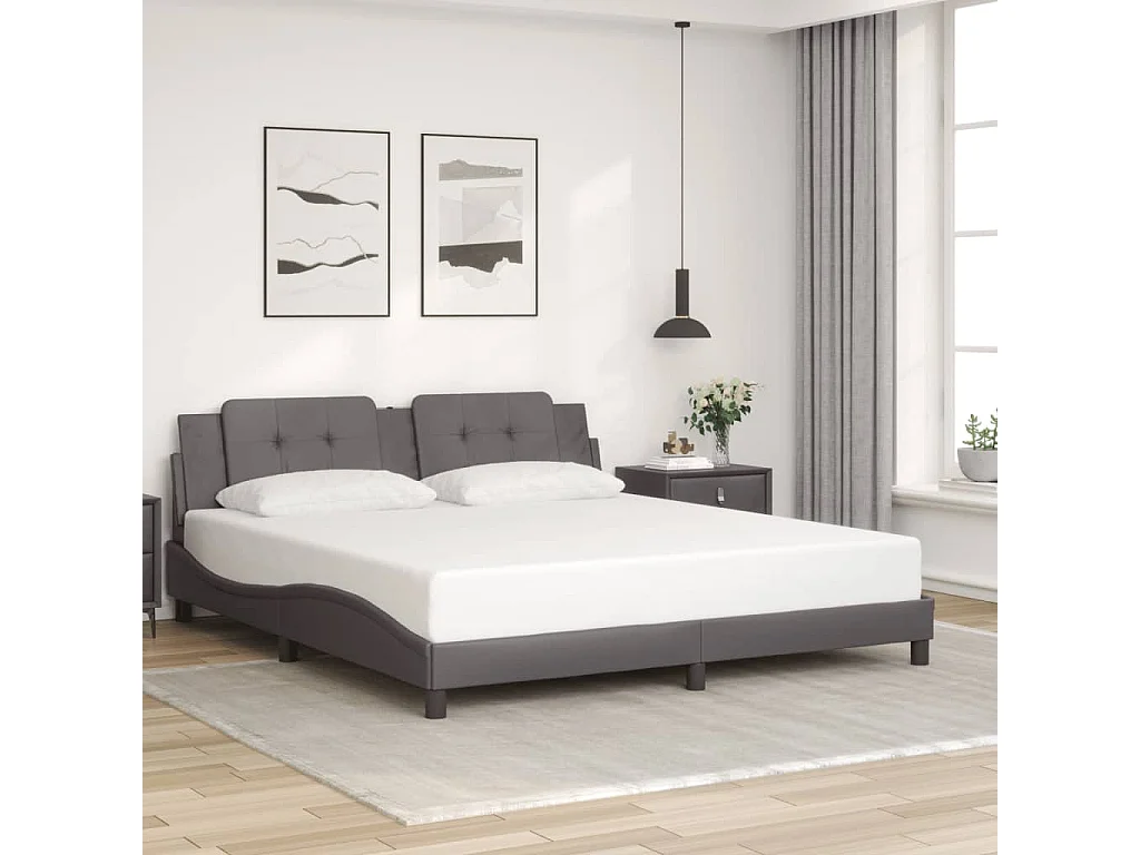 Cadre de lit avec LED sans matelas Zadar gris 180x200 cm
