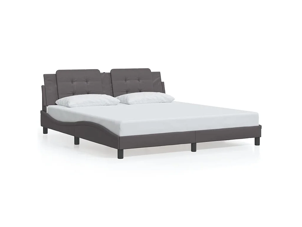 Cadre de lit avec LED sans matelas Zadar gris 180x200 cm