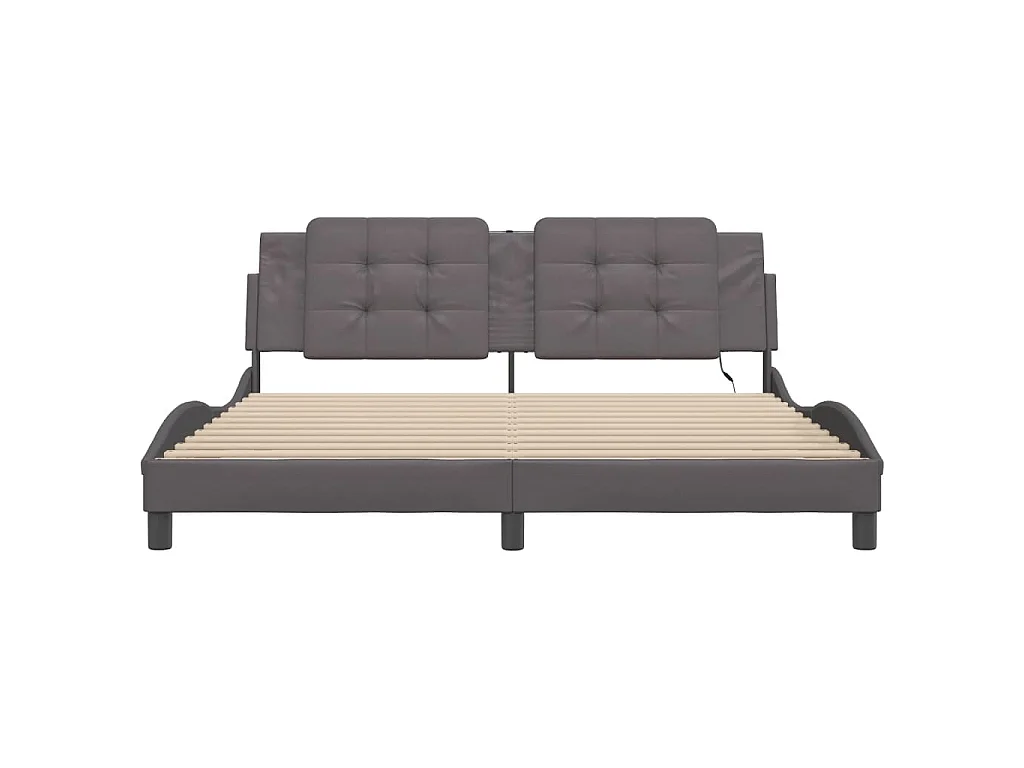 Cadre de lit avec LED sans matelas Zadar gris 180x200 cm