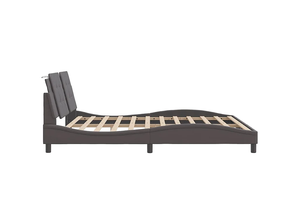 Cadre de lit avec LED sans matelas Zadar gris 180x200 cm