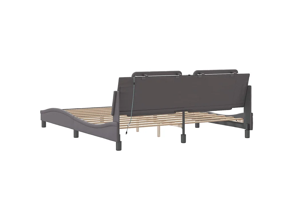 Cadre de lit avec LED sans matelas Zadar gris 180x200 cm