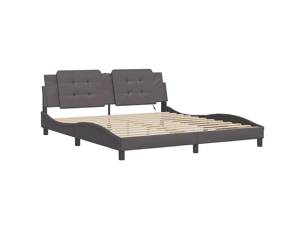 Cadre de lit avec LED sans matelas Zadar gris 180x200 cm