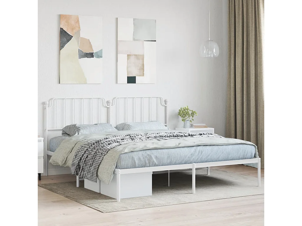 Estrutura de cama com cabeceira 180x200 cm metal branco