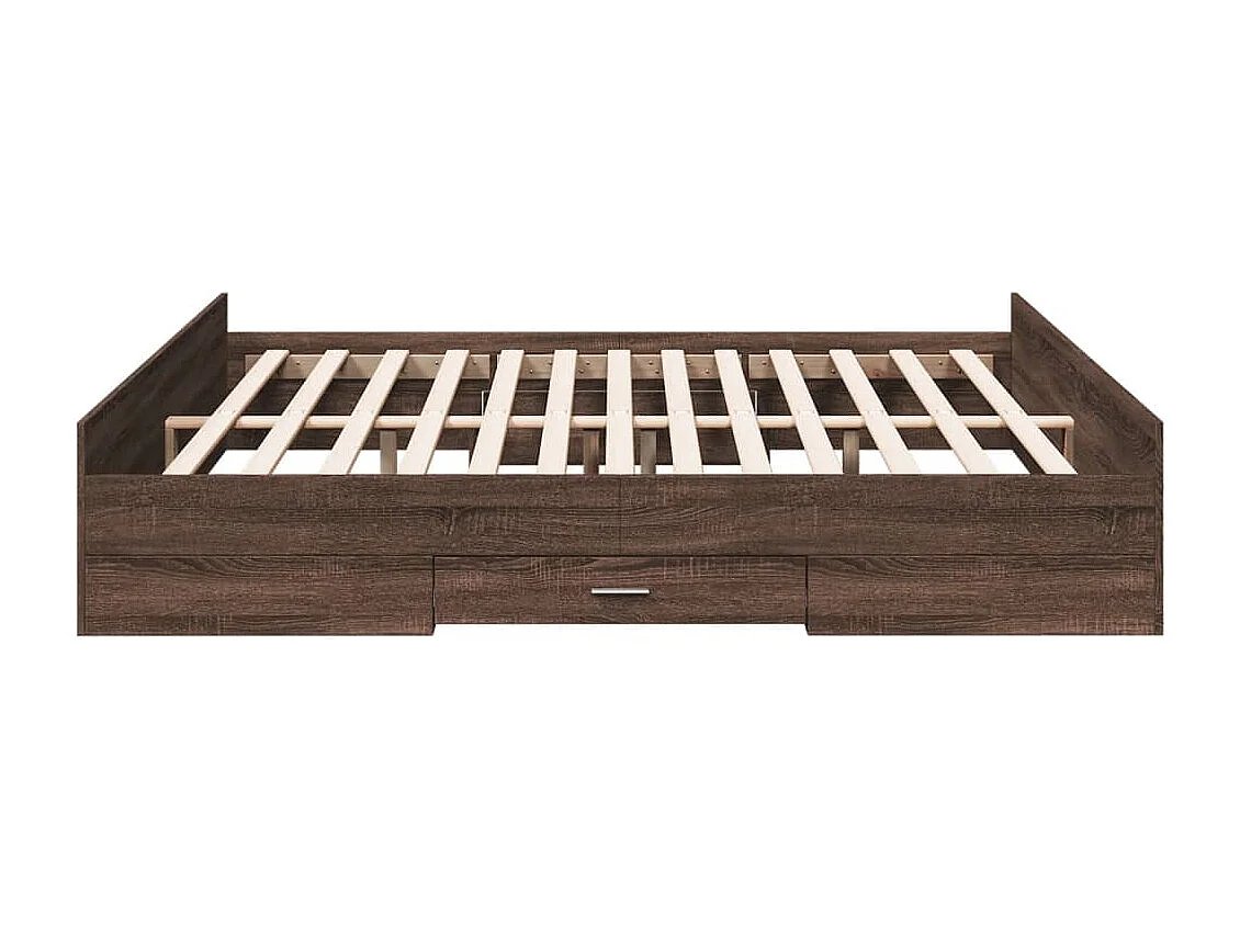 Cadre de lit avec tiroirs sans matelas chêne marron 200x200 cm
