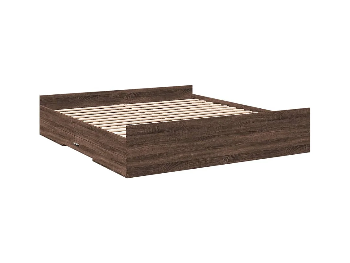 Cadre de lit avec tiroirs sans matelas chêne marron 200x200 cm
