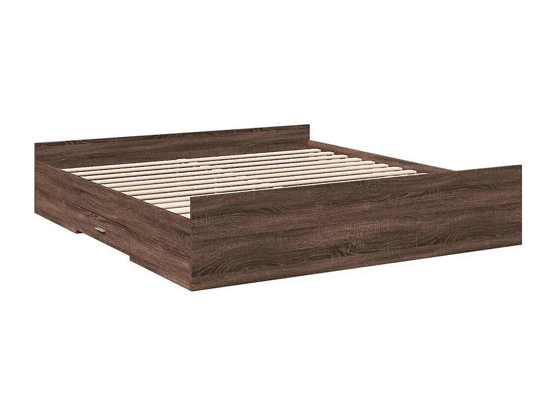 Cadre de lit avec tiroirs sans matelas chêne marron 200x200 cm