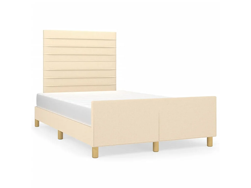 Cadre de lit sans matelas crème 120x190 cm tissu