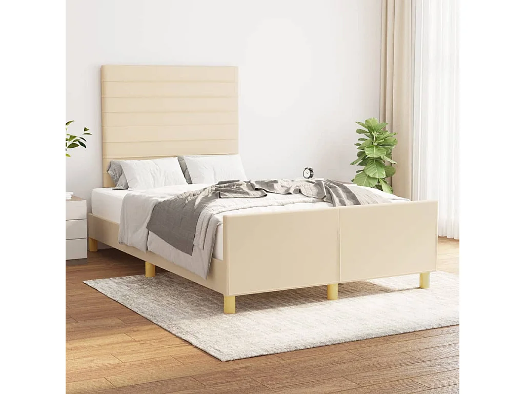 Cadre de lit sans matelas crème 120x190 cm tissu