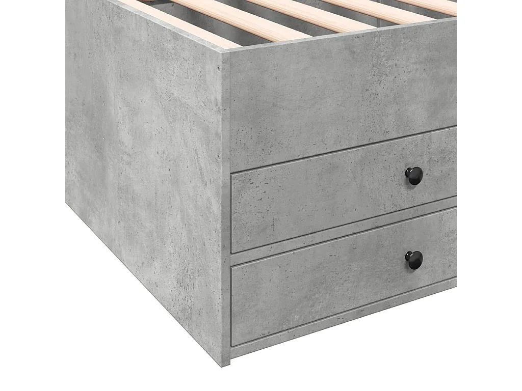 Lit de jour avec tiroirs sans matelas gris béton 90x190 cm