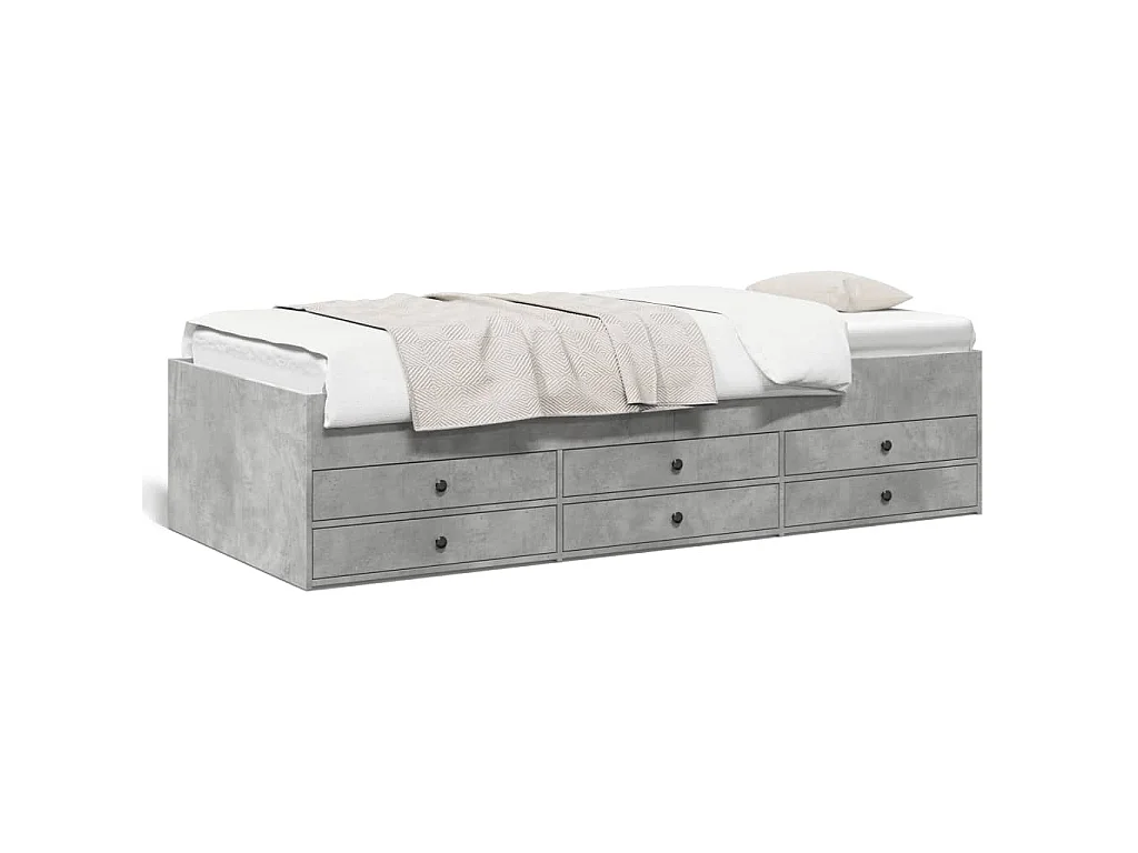 Tagesbett mit Schubladen ohne Matratze Betongrau 90x190 cm