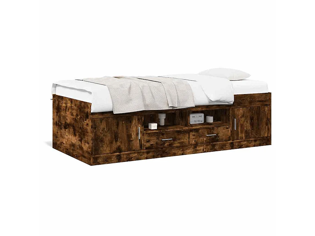 Slaapbank met lades zonder matras 90x200 cm gerookt eikenkleur