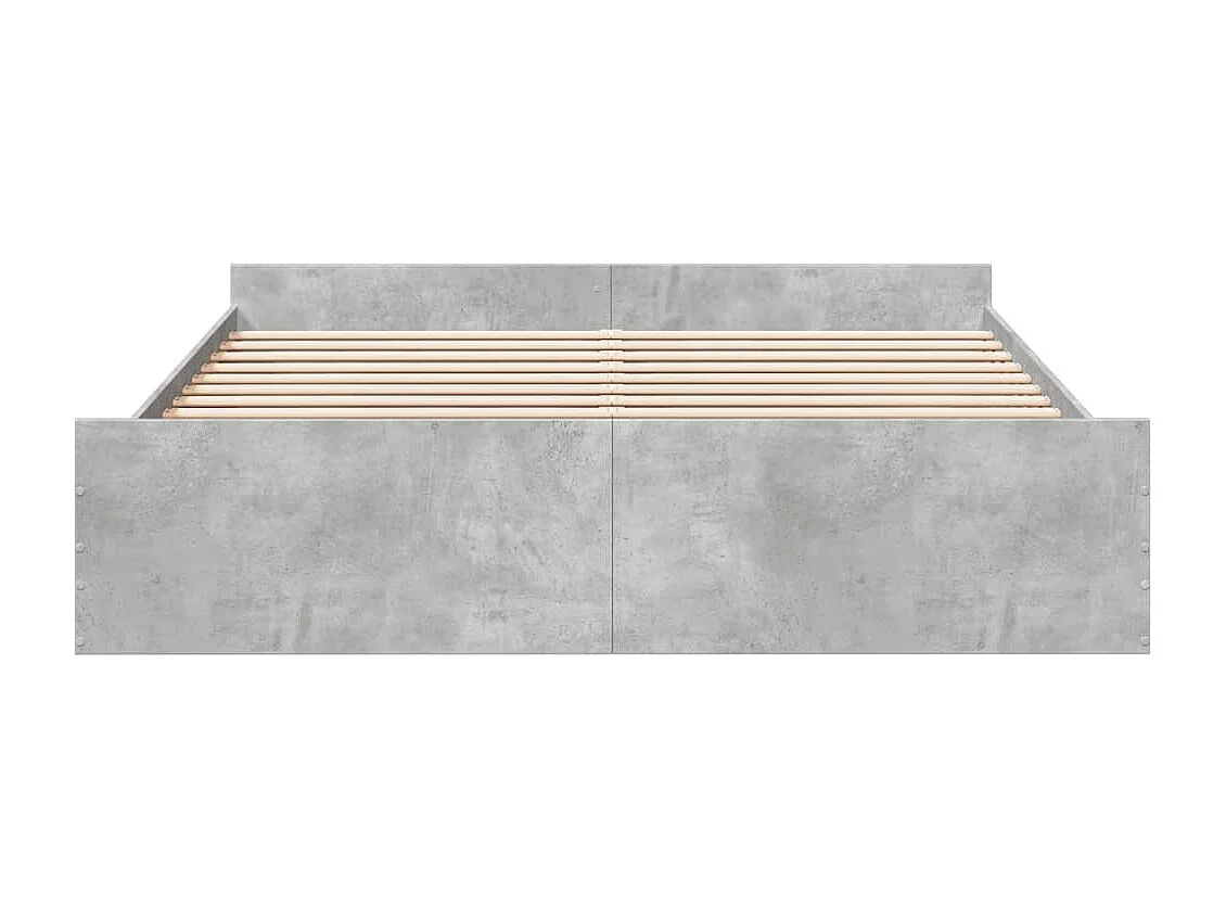 Cadre de lit avec tiroirs sans matelas gris béton 200x200 cm
