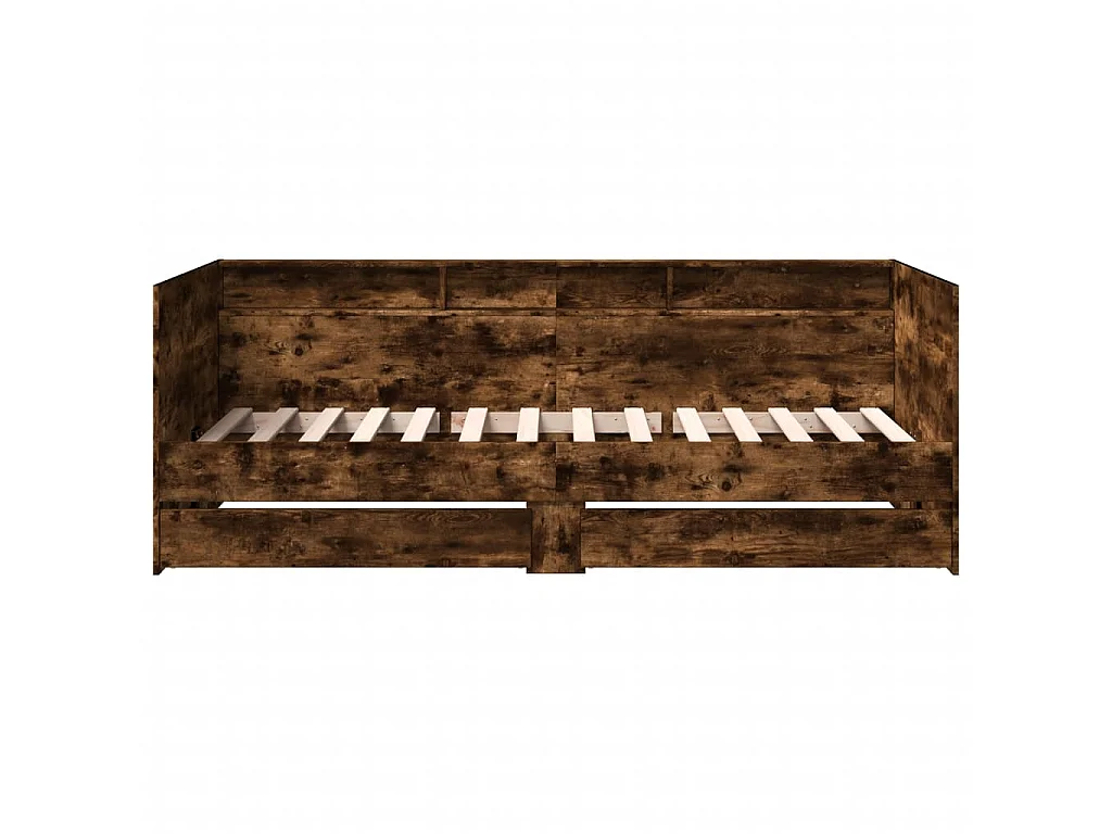 Lit de jour avec tiroirs sans matelas chêne fumé 75x190 cm