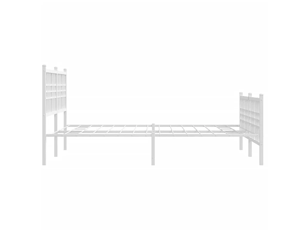 Cadre de lit métal sans matelas et pied de lit blanc 120x190 cm