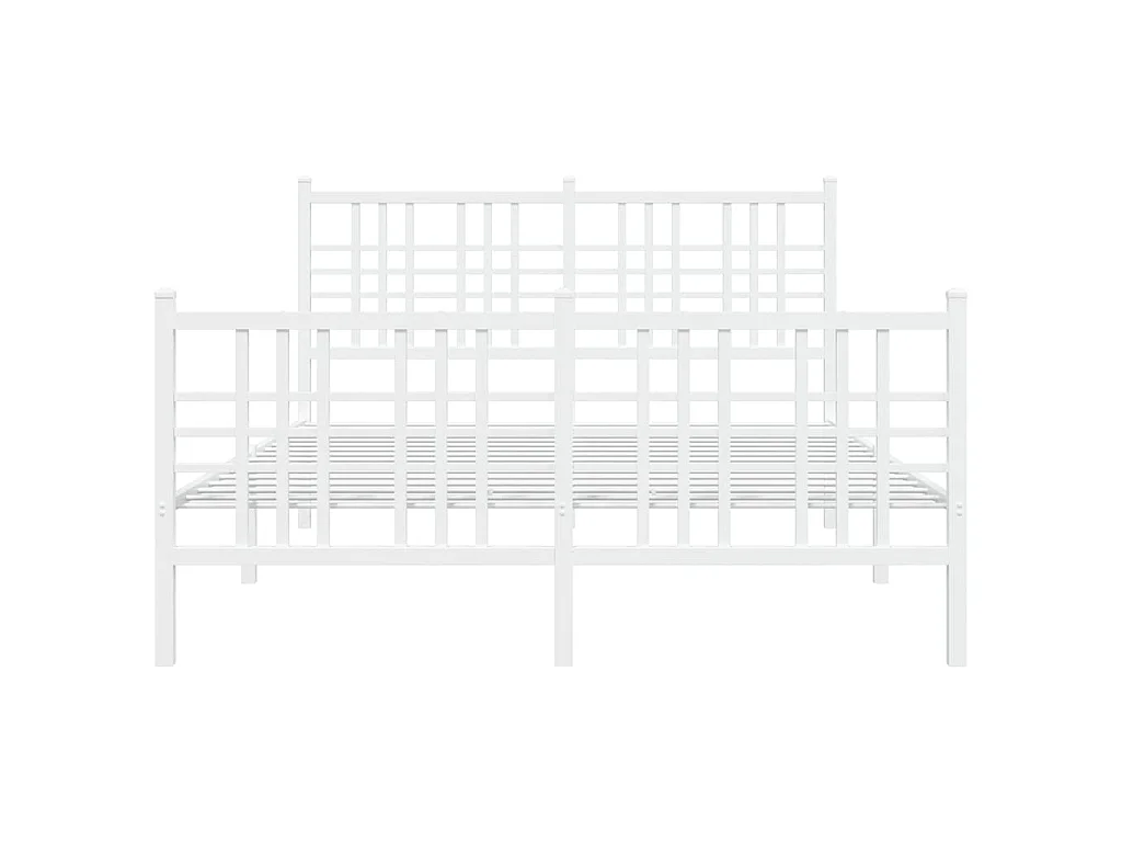 Bedframe met hoofd- en voeteneinde metaal wit 120 x 190 cm