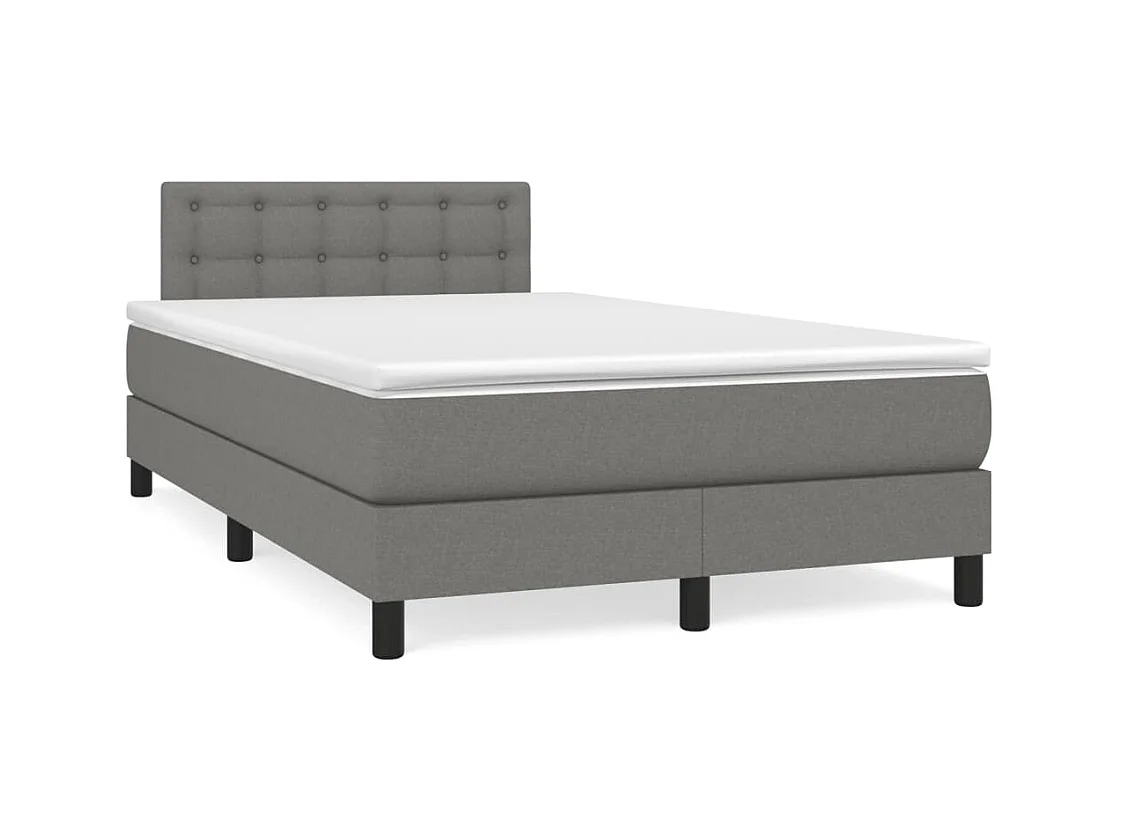 Sommier à lattes de lit matelas LED gris foncé 120x190 cm tissu