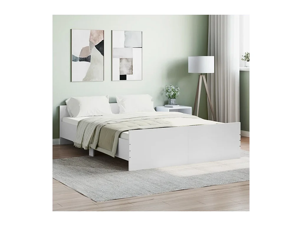 Cadre de lit sans matelas blanc 140x190 cm