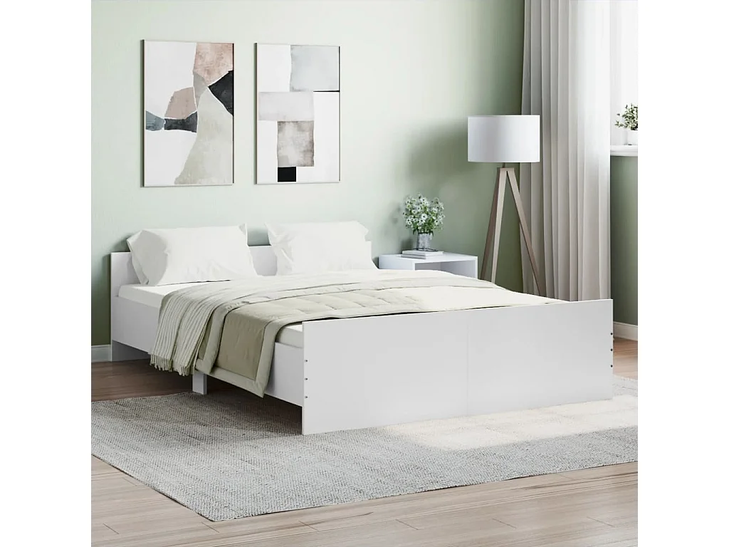 Bedframe met hoofd- en voeteneinde wit 140x190 cm