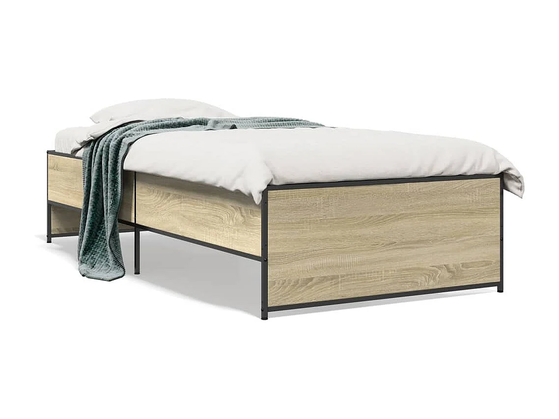 Giroletto Rovere Sonoma 90x190cm in Legno Multistrato e Metallo