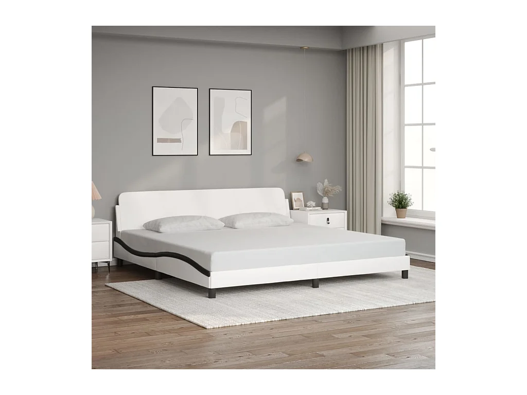 Cadre de lit sans matelas blanc et noir 200x200 cm similicuir