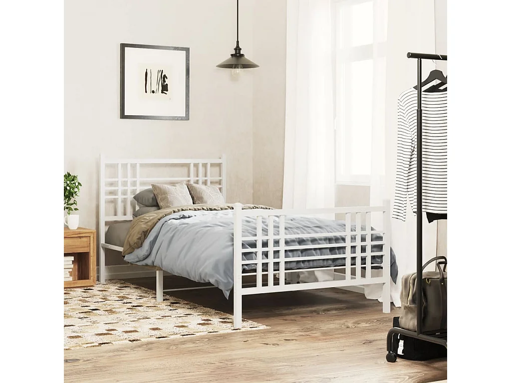 Giroletto con Testiera e Pediera Metallo Bianco 90x190 cm