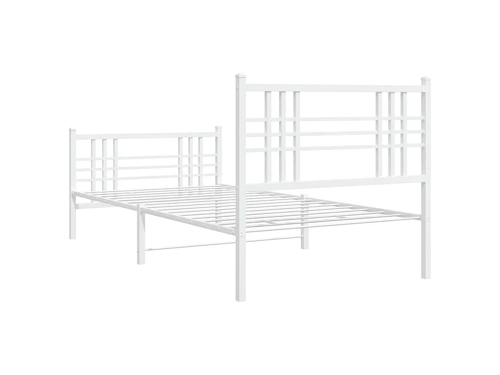 Giroletto con Testiera e Pediera Metallo Bianco 90x190 cm
