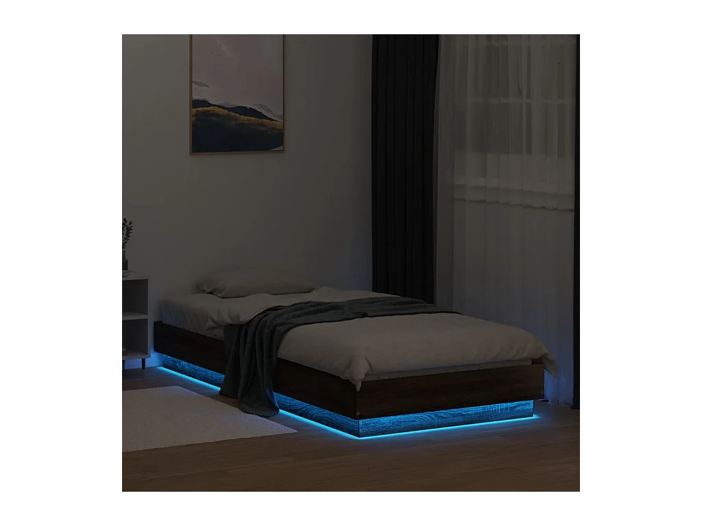 Bettgestell mit LED Braun Eiche-Optik 100x200 cm