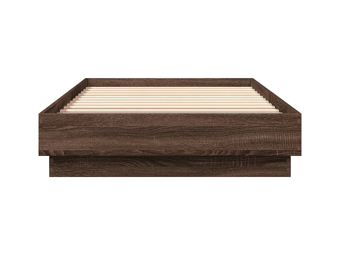 Bettgestell mit LED Braun Eiche-Optik 100x200 cm