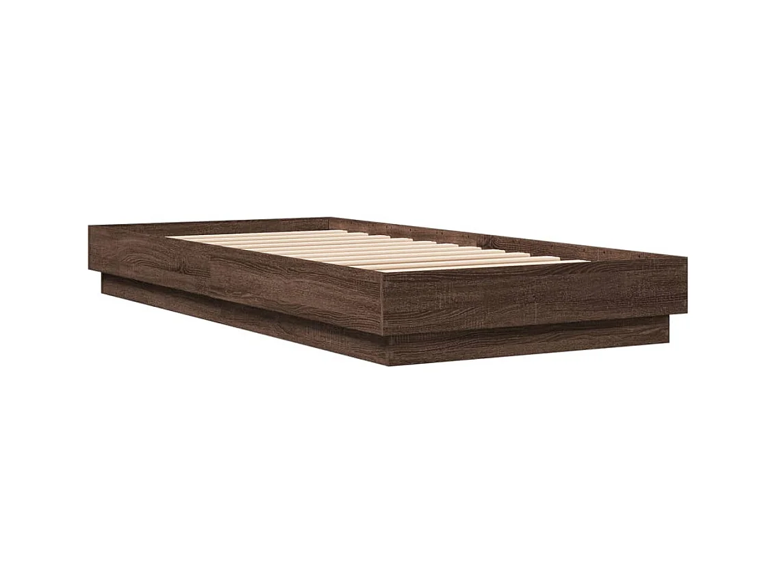 Bettgestell mit LED Braun Eiche-Optik 100x200 cm